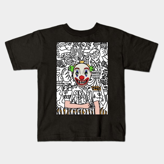 Unveil the Radiance - A MaleMask NFT with BasicEye Color and Doodle Background Kids T-Shirt by Hashed Art